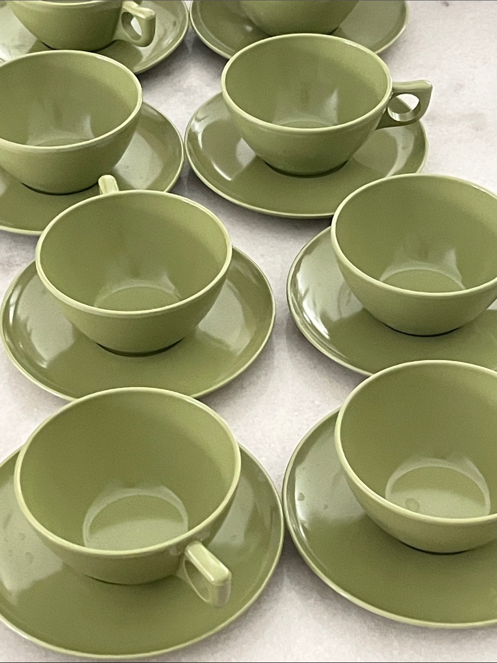 Lenox Ware St Louis Mo Vintage Melamine Green 4oz Expresso C/S Set of 8 RARE